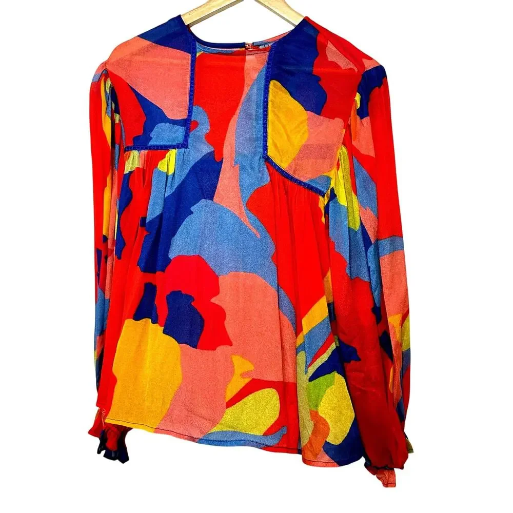 Blank London Miranda Peasant Blouse Colorful Colorful Art Teacher Clowncore - Picture 2 of 11